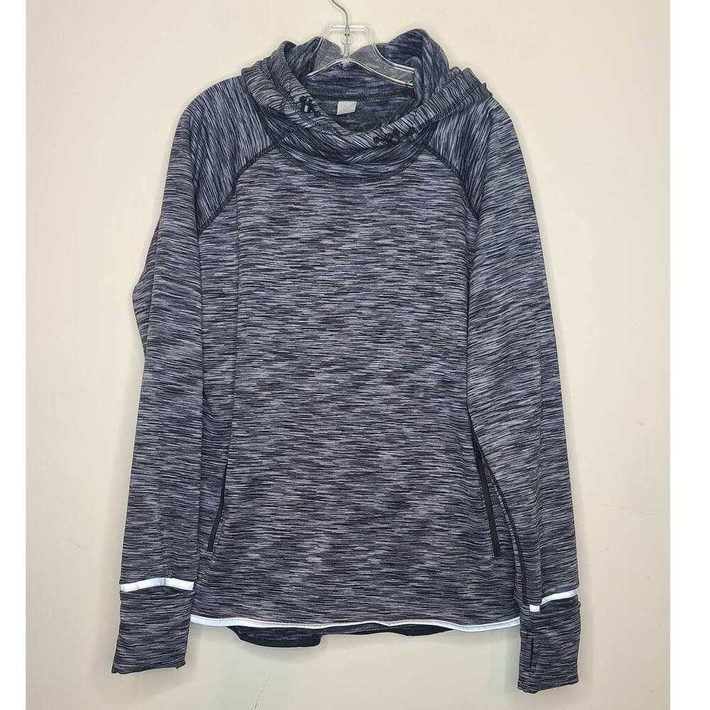 NWT Gap Fit Orbit black spacedye fleece pullover hoodie - large